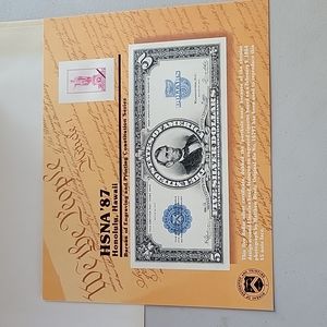 BEP Souvenir Card HSNA HONOLULU, Hawaii $5 Silver Certificate "Porthole Note"